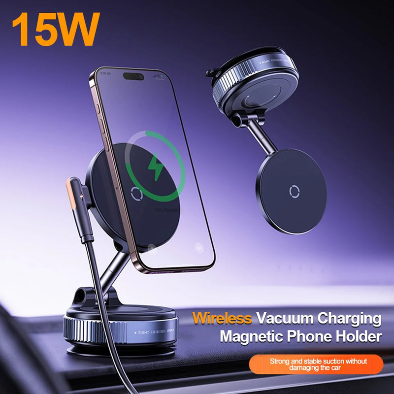 15W Wireless Charging Magnetic Car Phone Holder – 360° Rotation