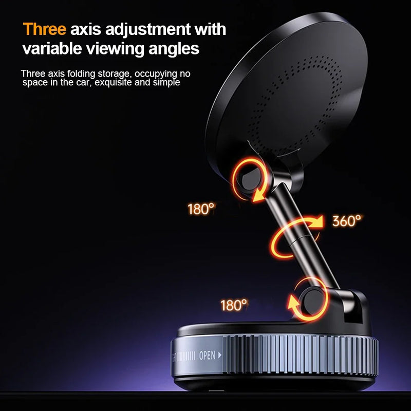 15W Wireless Charging Magnetic Car Phone Holder – 360° Rotation