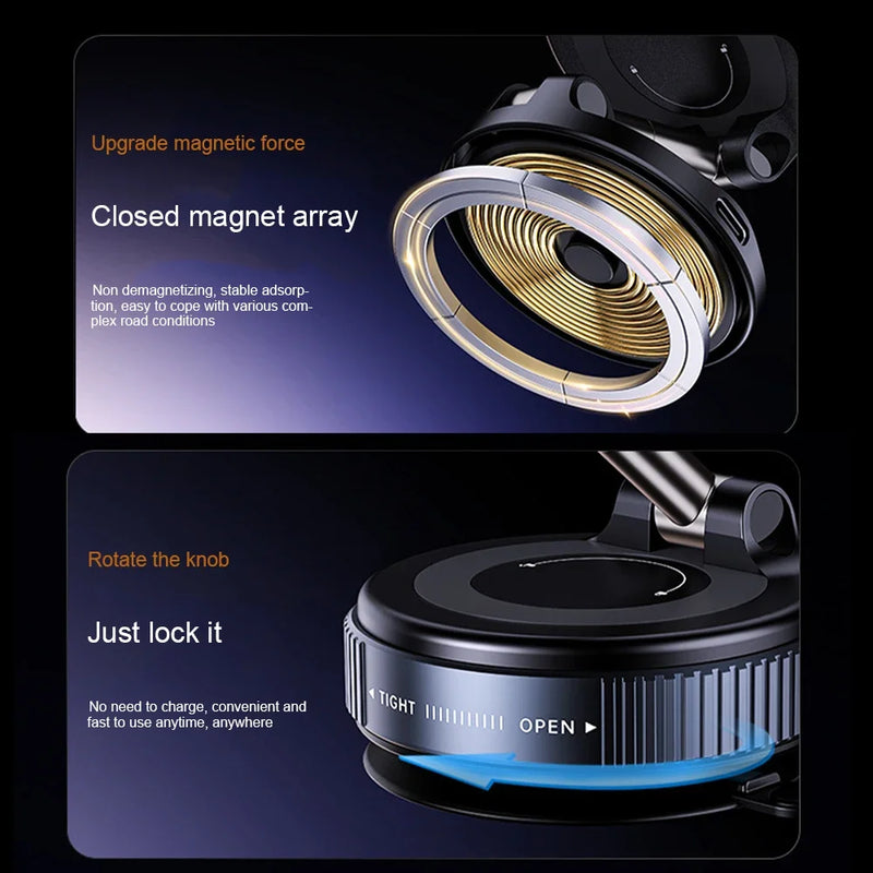 15W Wireless Charging Magnetic Car Phone Holder – 360° Rotation